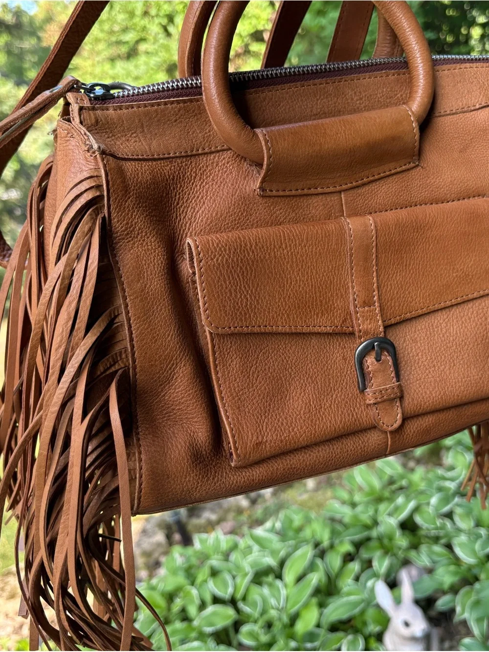 NWT Latico Leathers Grace Design Fringe Crossbody - Cognac